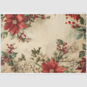 Vintage Kerstmis Poinsettia Floral Ephemera Tissuepapier (Voorkant)