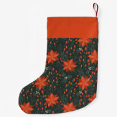 Vintage Kerstmis Poinsettia Pattern Gepersonalisee Kleine Kerstsok (Achterkant)