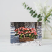 Vintage Kerstmis Poinsettias Briefkaart (Staand voorkant)
