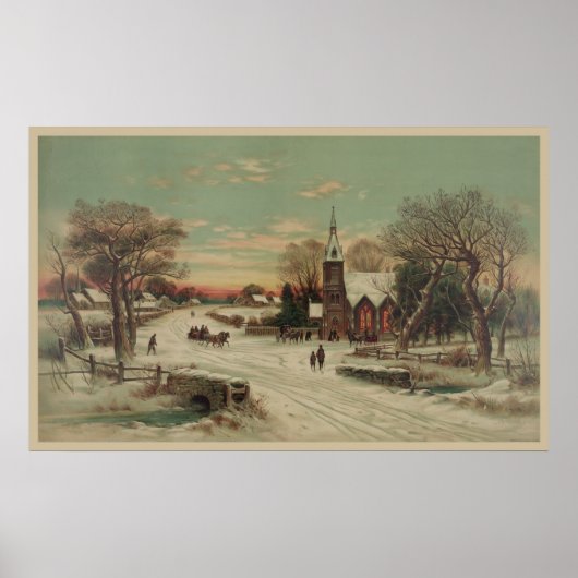 Vintage Kerstmis Poster (Voorkant)