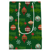 Vintage Kerstmis Prettige feestdagen Medium Cadeauzakje (Achterkant)