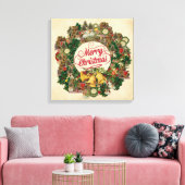 Vintage kerstmis (prettige kerst) canvas afdruk (Insitu (Woonkamer))