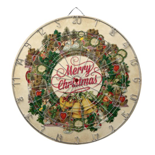 Vintage kerstmis (prettige kerst) dartbord (Voorkant)