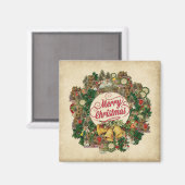 Vintage kerstmis (prettige kerst) magneet (Voorkant / Achterkant)