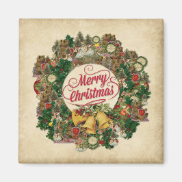 Vintage kerstmis (prettige kerst) magneet