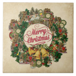 Vintage kerstmis (prettige kerst) tegeltje