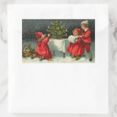 Vintage Kerstmis Rechthoekige Sticker (Tas)