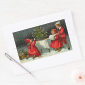Vintage Kerstmis Rechthoekige Sticker (Envelop)