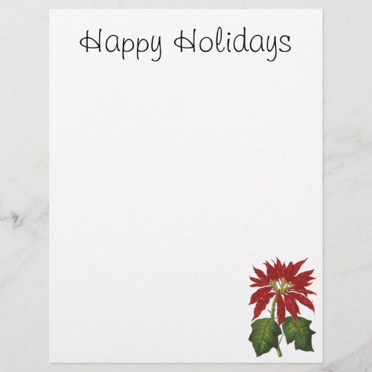 Vintage Kerstmis, Red Poinsettia Winter Plant (Voorkant)