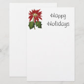 Vintage Kerstmis, Red Poinsettia Winter Plant Briefpapier (Voorkant / Achterkant)