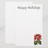 Vintage Kerstmis, Red Poinsettia Winter Plant Briefpapier (Voorkant / Achterkant)