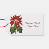 Vintage Kerstmis, Red Poinsettia Winter Plant Cadeaulabel (Achterkant Horizontaal)