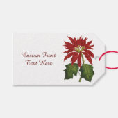 Vintage Kerstmis, Red Poinsettia Winter Plant Cadeaulabel (Voorkant (Horizontaal))