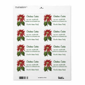 Vintage Kerstmis, Red Poinsettia Winter Plant Etiket (Full Sheet)