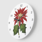 Vintage Kerstmis, Red Poinsettia Winter Plant Grote Klok (Hoek)