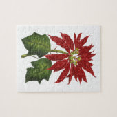 Vintage Kerstmis, Red Poinsettia Winter Plant Legpuzzel (Horizontaal)