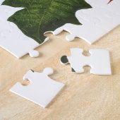 Vintage Kerstmis, Red Poinsettia Winter Plant Legpuzzel (Zijkant)