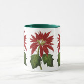 Vintage Kerstmis, Red Poinsettia Winter Plant Mok (Midden)