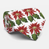 Vintage Kerstmis, Red Poinsettia Winter Plant Stropdas (Opgerold)