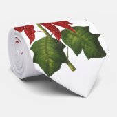 Vintage Kerstmis, Red Poinsettia Winter Plant Stropdas (Opgerold)