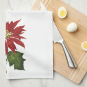 Vintage Kerstmis, Red Poinsettia Winter Plant Theedoek (Quarter Fold)