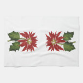Vintage Kerstmis, Red Poinsettia Winter Plant Theedoek (Horizontaal)
