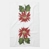 Vintage Kerstmis, Red Poinsettia Winter Plant Theedoek (Verticaal)