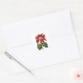 Vintage Kerstmis, Red Poinsettia Winter Plant Vierkante Sticker (Envelop)