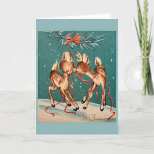 Vintage Kerstmis - Reindeer Kisses Feestdagen Kaart
