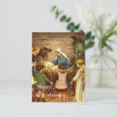 Vintage Kerstmis, religieuze nationaliteit met Bab Feestdagenkaart (Staand voorkant)