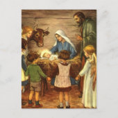 Vintage Kerstmis, religieuze nationaliteit met Bab Feestdagenkaart (Voorkant)