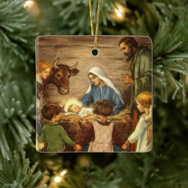 Vintage Kerstmis, religieuze nationaliteit met Bab Keramisch Ornament