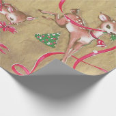 Vintage, Kerstmis, rendierlijk, bijtend Cadeaupapier (Hoek)