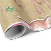 Vintage, Kerstmis, rendierlijk, bijtend Cadeaupapier (Rol Hoek)
