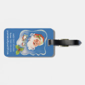 Vintage Kerstmis, Retro Jolly Santa Claus Bagagelabel (Achterkant horizontaal)