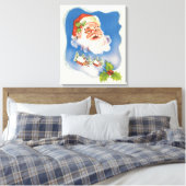 Vintage Kerstmis, Retro Jolly Santa Claus Canvas Afdruk (Insitu (Slaapkamer))