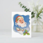 Vintage Kerstmis, Retro Jolly Santa Claus Feestdagenkaart (Staand voorkant)
