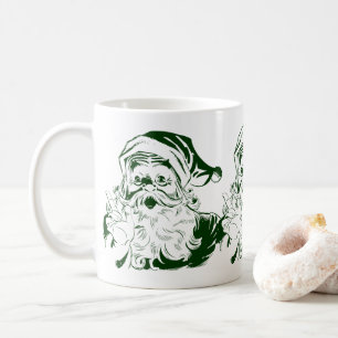 Vintage Kerstmis, Retro Jolly Santa Claus Green Koffiemok