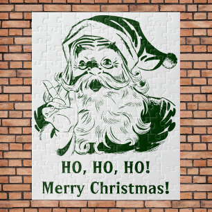 Vintage Kerstmis, Retro Jolly Santa Claus, Green Legpuzzel