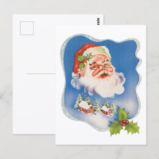 Vintage Kerstmis, Retro Jolly Santa Claus Holiday Briefkaart (Voorkant / Achterkant)