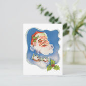 Vintage Kerstmis, Retro Jolly Santa Claus Holiday Briefkaart (Staand voorkant)