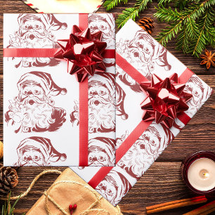 Vintage Kerstmis, Retro Jolly Santa Claus in Red Cadeaupapier