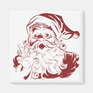 Vintage Kerstmis, Retro Jolly Santa Claus in Red Magneet