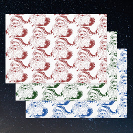 Vintage Kerstmis, Retro Jolly Santa Claus Inpakpapier Vel