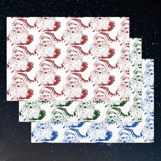 Vintage Kerstmis, Retro Jolly Santa Claus Inpakpapier Vel