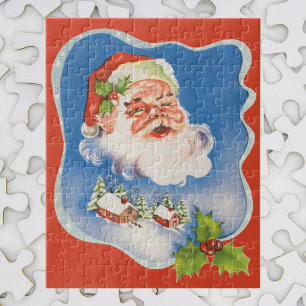 Vintage Kerstmis, Retro Jolly Santa Claus Legpuzzel