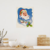 Vintage Kerstmis, Retro Jolly Santa Claus Poster (Keuken)