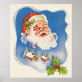 Vintage Kerstmis, Retro Jolly Santa Claus Poster (Voorkant)