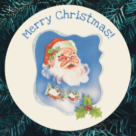 Vintage Kerstmis, Retro Jolly Santa Claus Ronde Sticker