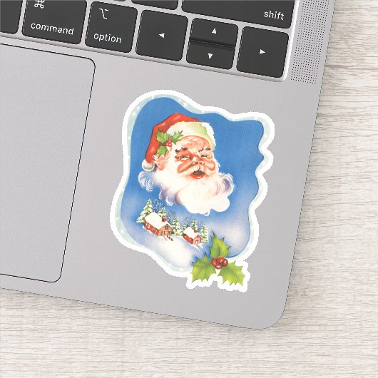 Vintage Kerstmis, Retro Jolly Santa Claus Sticker (Detail)